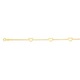14K Gold Open Heart Bracelet
