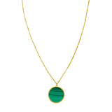14K Malachite Inlay Circle Necklace