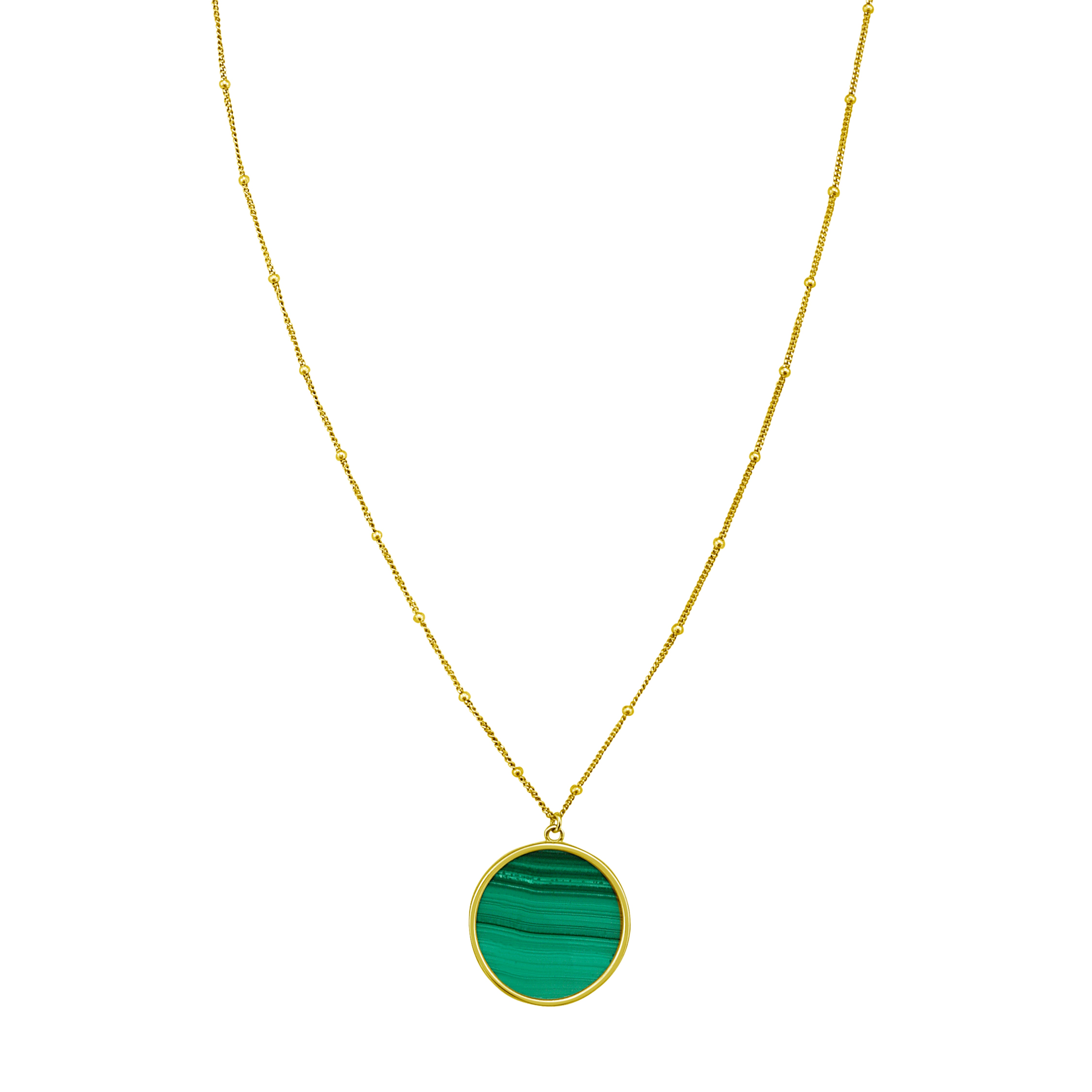 14K Malachite Inlay Circle Necklace