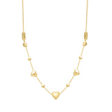 14K Adjustable Puff Heart Bead Necklace