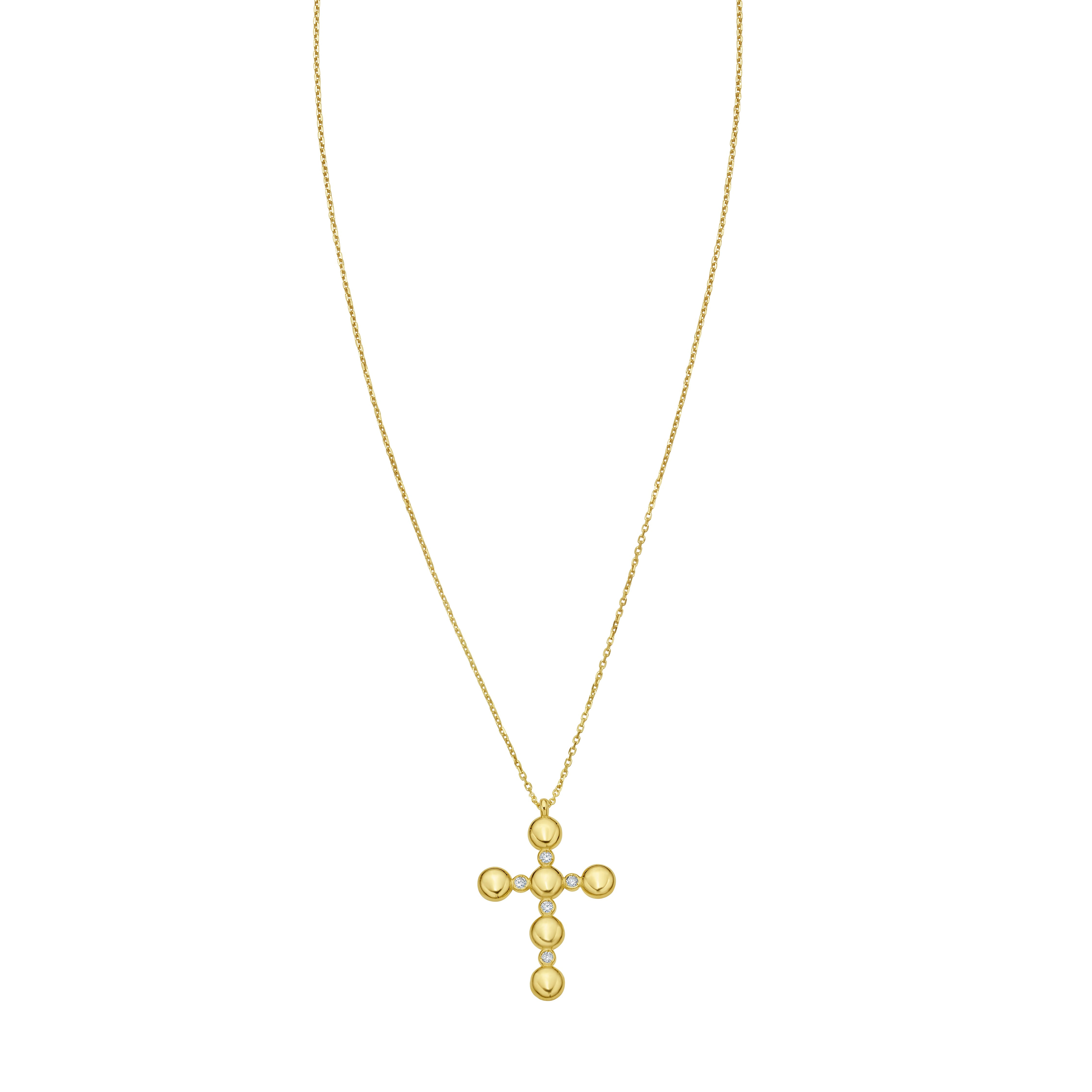 14K Diamond Cross Bauble Necklace