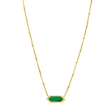 14K Hexagon Malachite Necklace