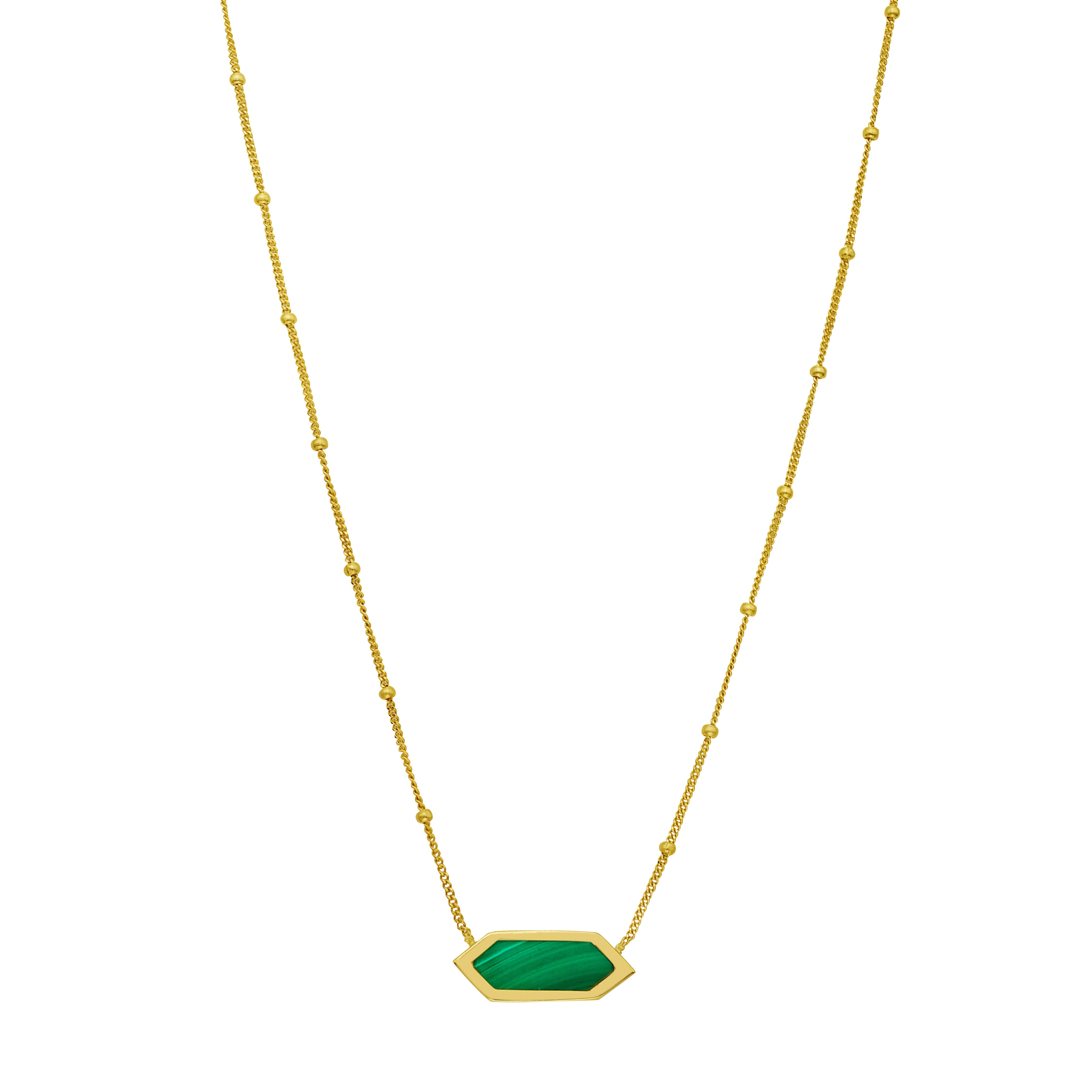 14K Hexagon Malachite Necklace