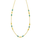 14K Hexagon Turquoise Inlay Links Necklace