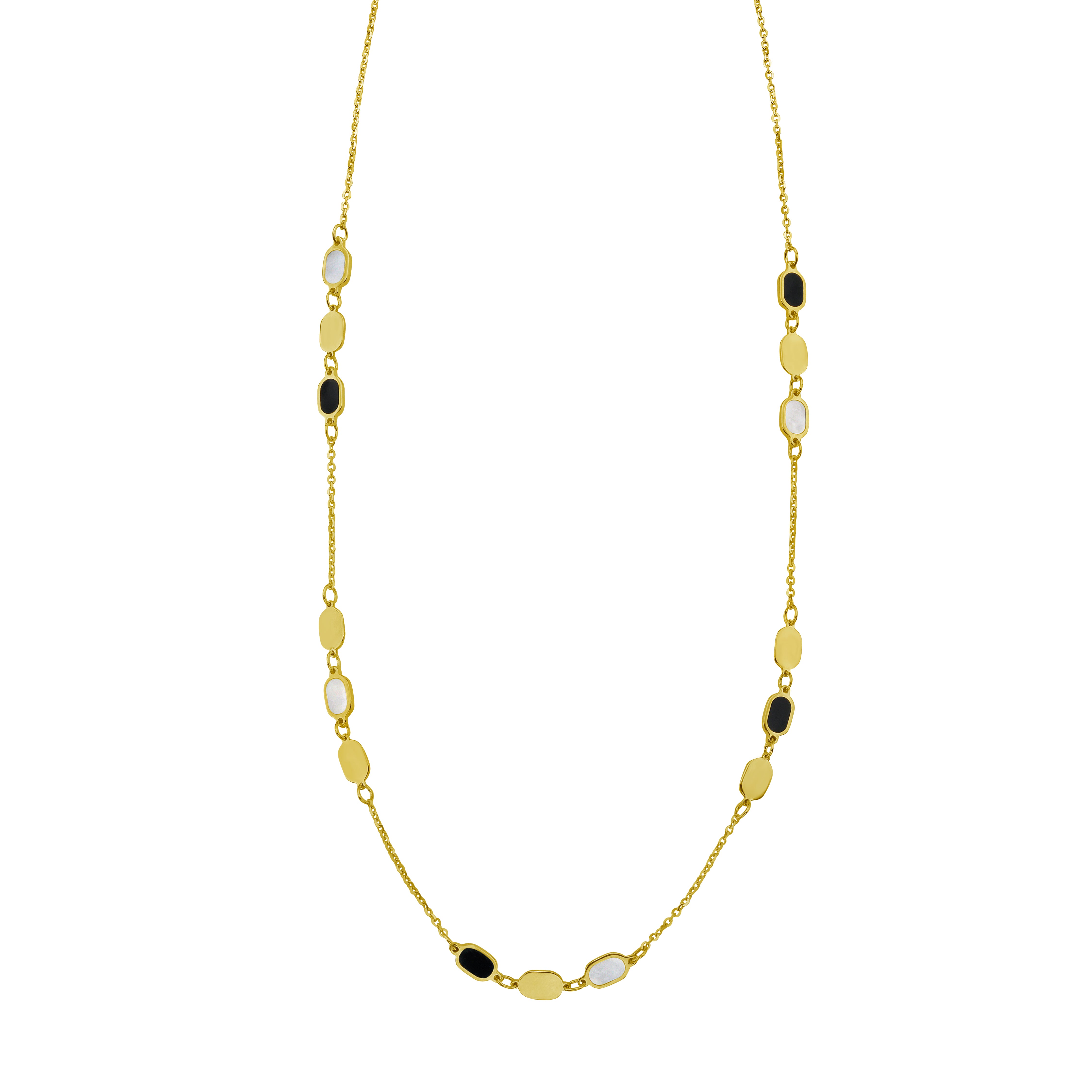 14K Onyx & MOP Inlay Links Necklace