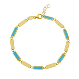 14K Turquoise Rectangle Links Bracelet