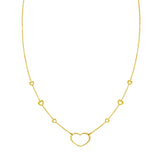14K Open Heart Station Necklace
