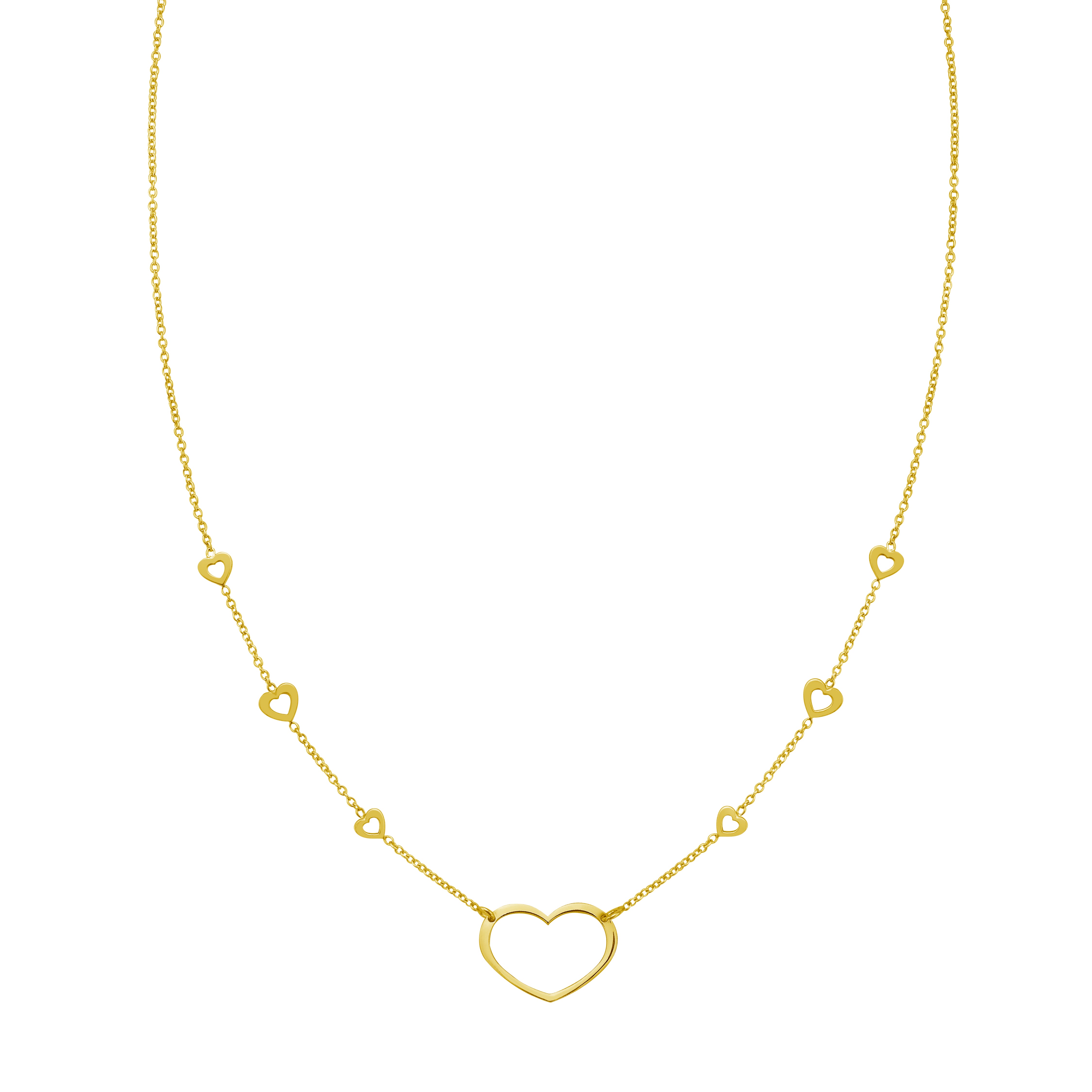 14K Open Heart Station Necklace