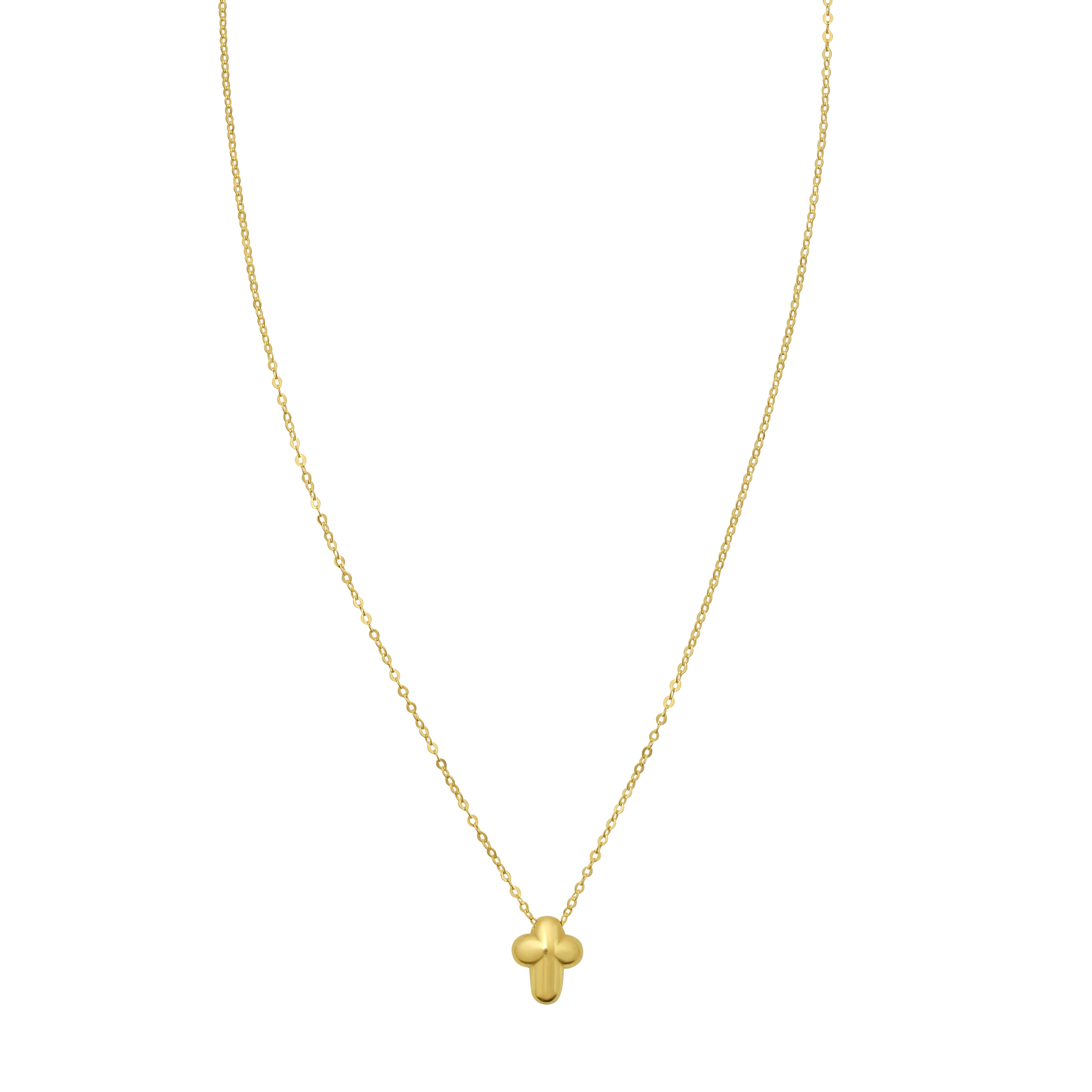 14K Puffed Mini Cross Pendant
