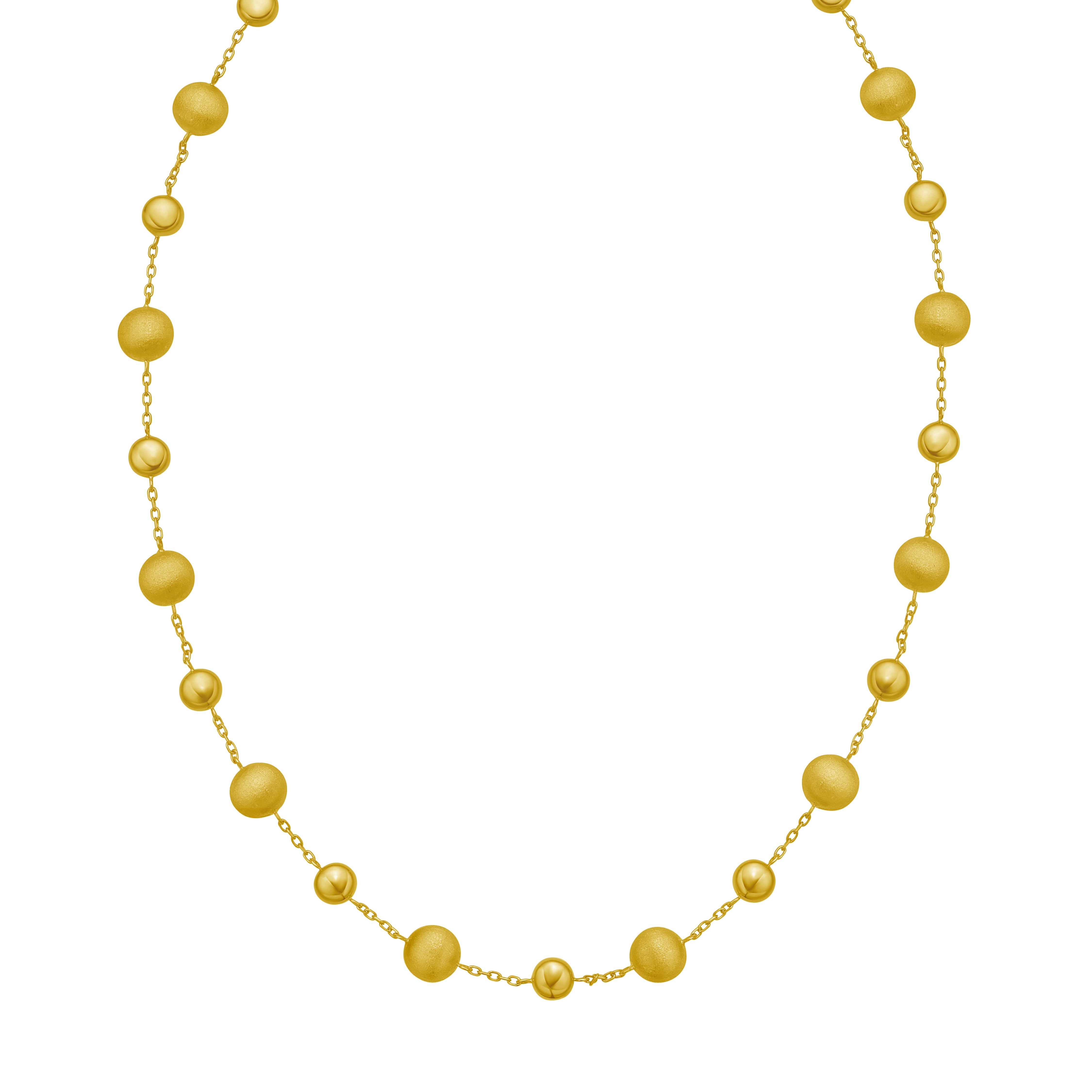 14K Polished/Satin Pebble Links Necklace