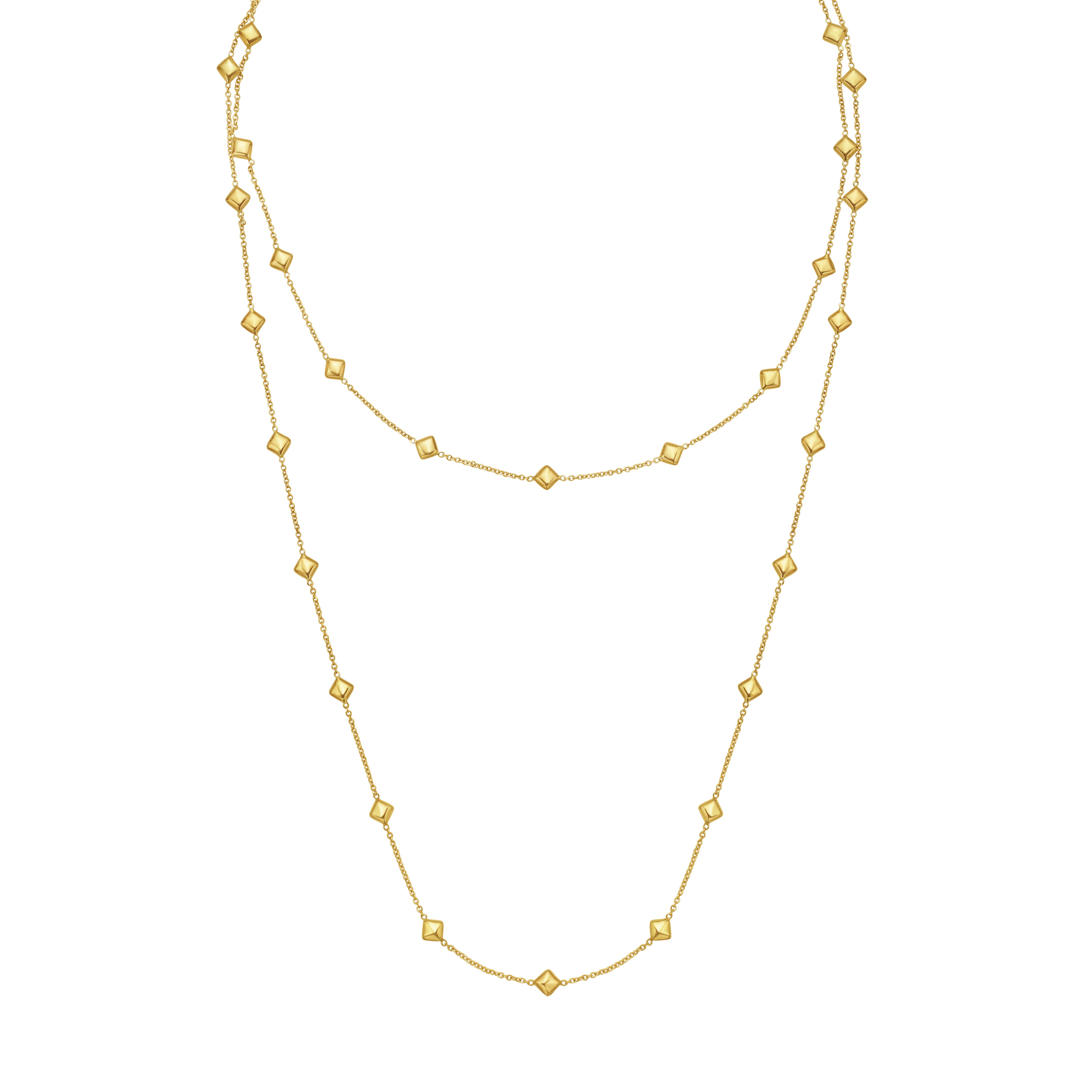 14K Pyramid Station Layered Necklace