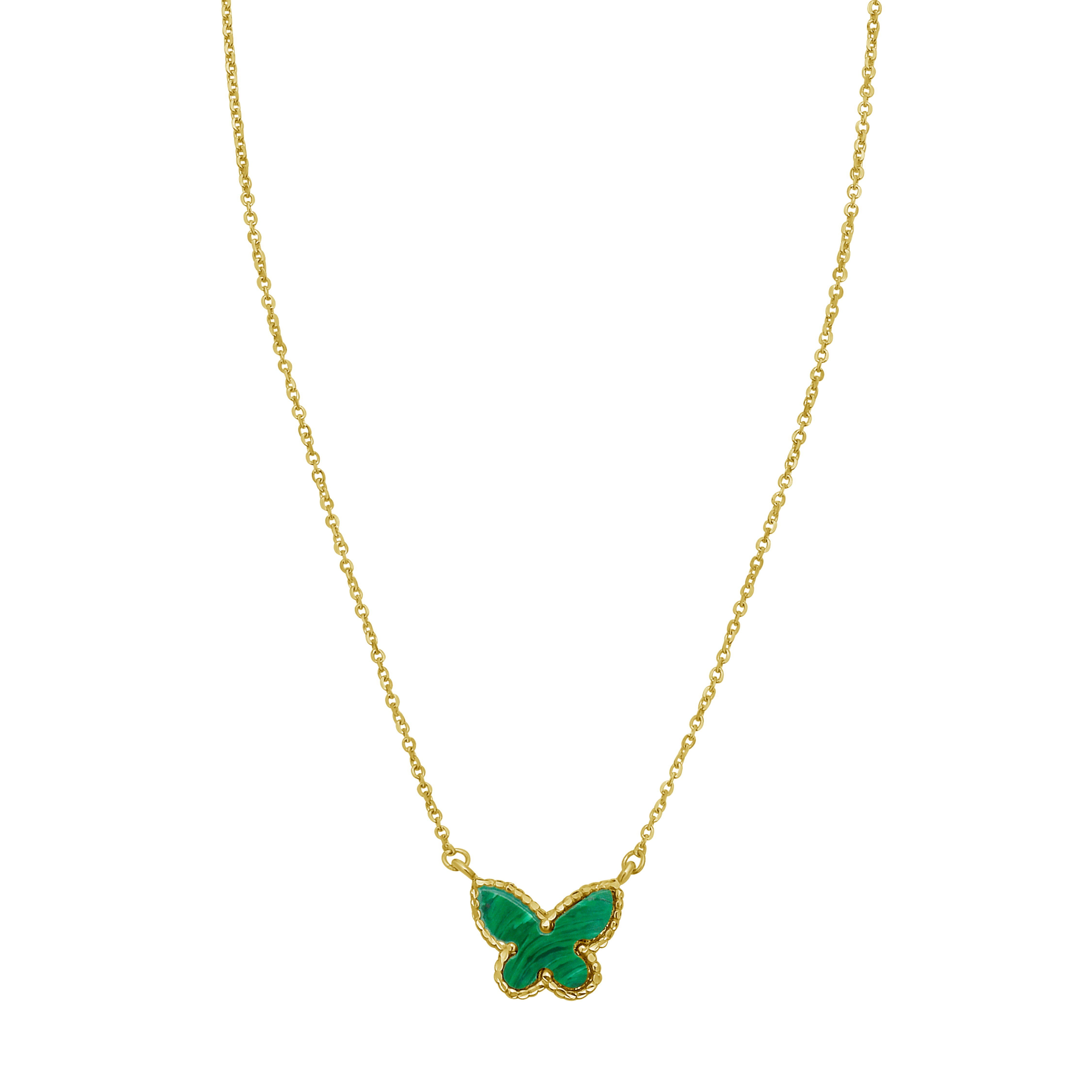 14K Primavera Malachite Butterfly Necklace