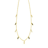 14K Onyx & MOP Inlay Station Necklace