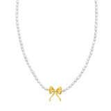 14K Bow Pearl Necklace