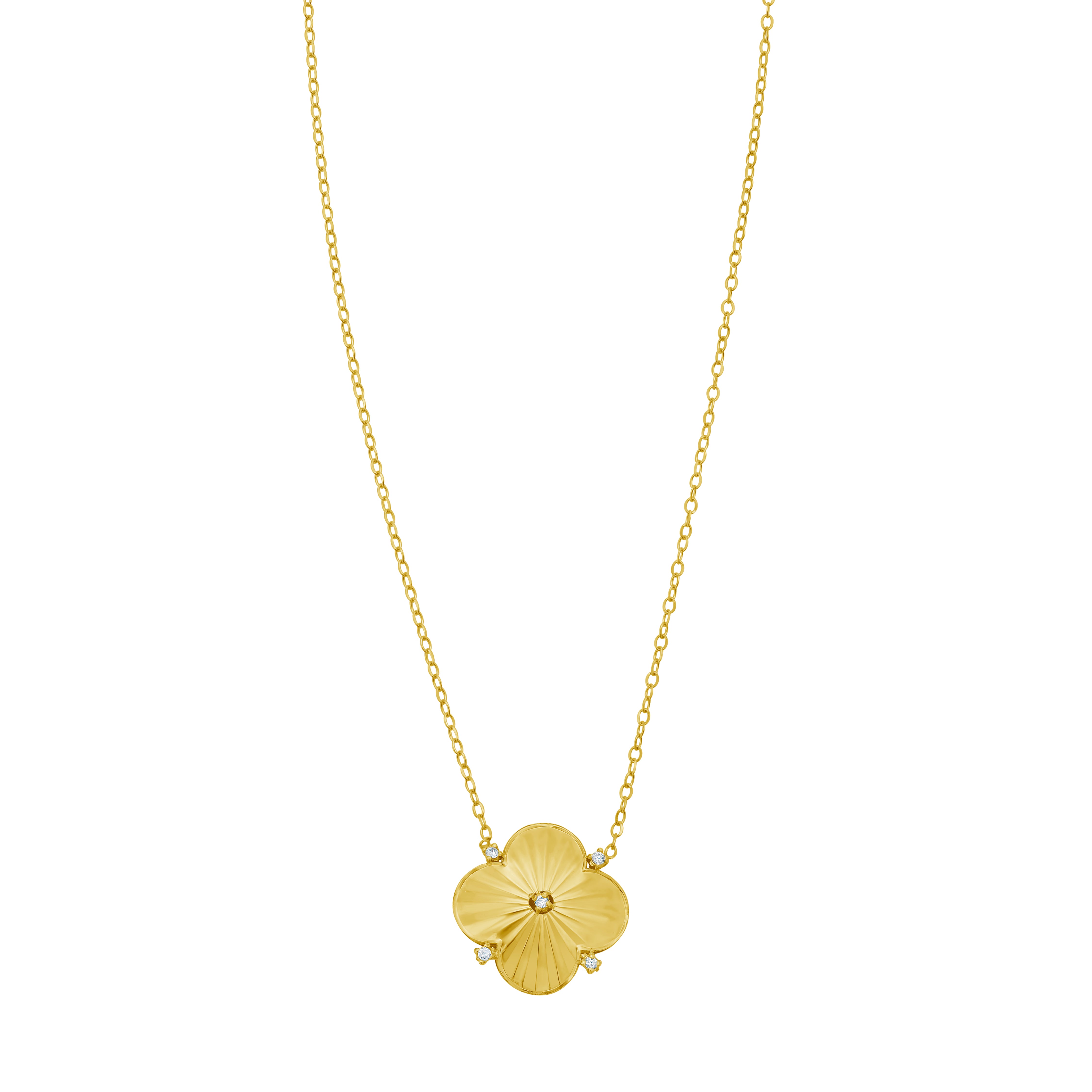 14K Diamond Clover Pendant