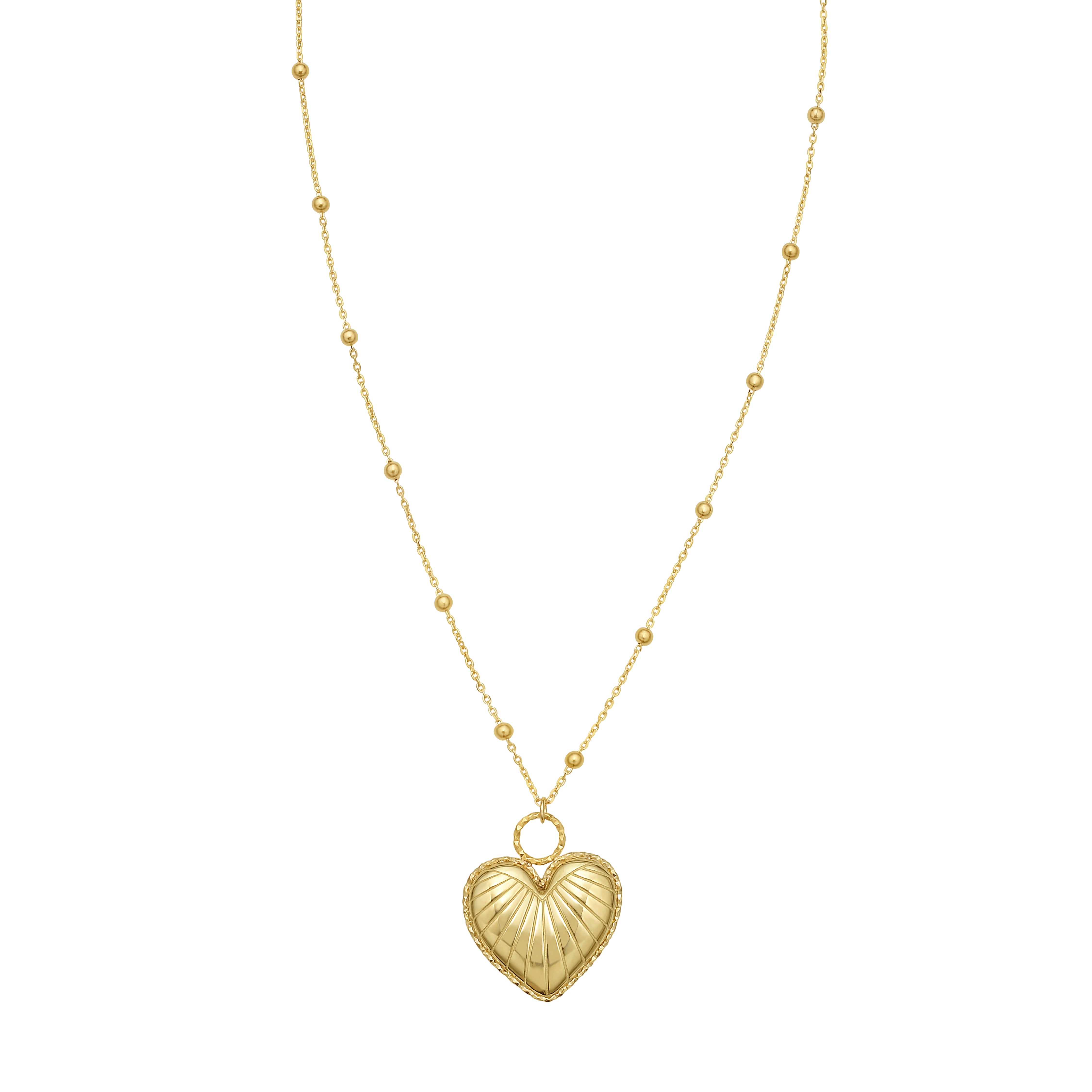 14K Vintage Puffed Heart Necklace