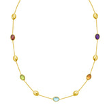 14K Oval Gem & Bead Necklace