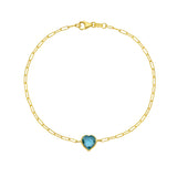 14K Blue Topaz Heart Bracelet