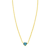 14K Blue Topaz Heart Necklace