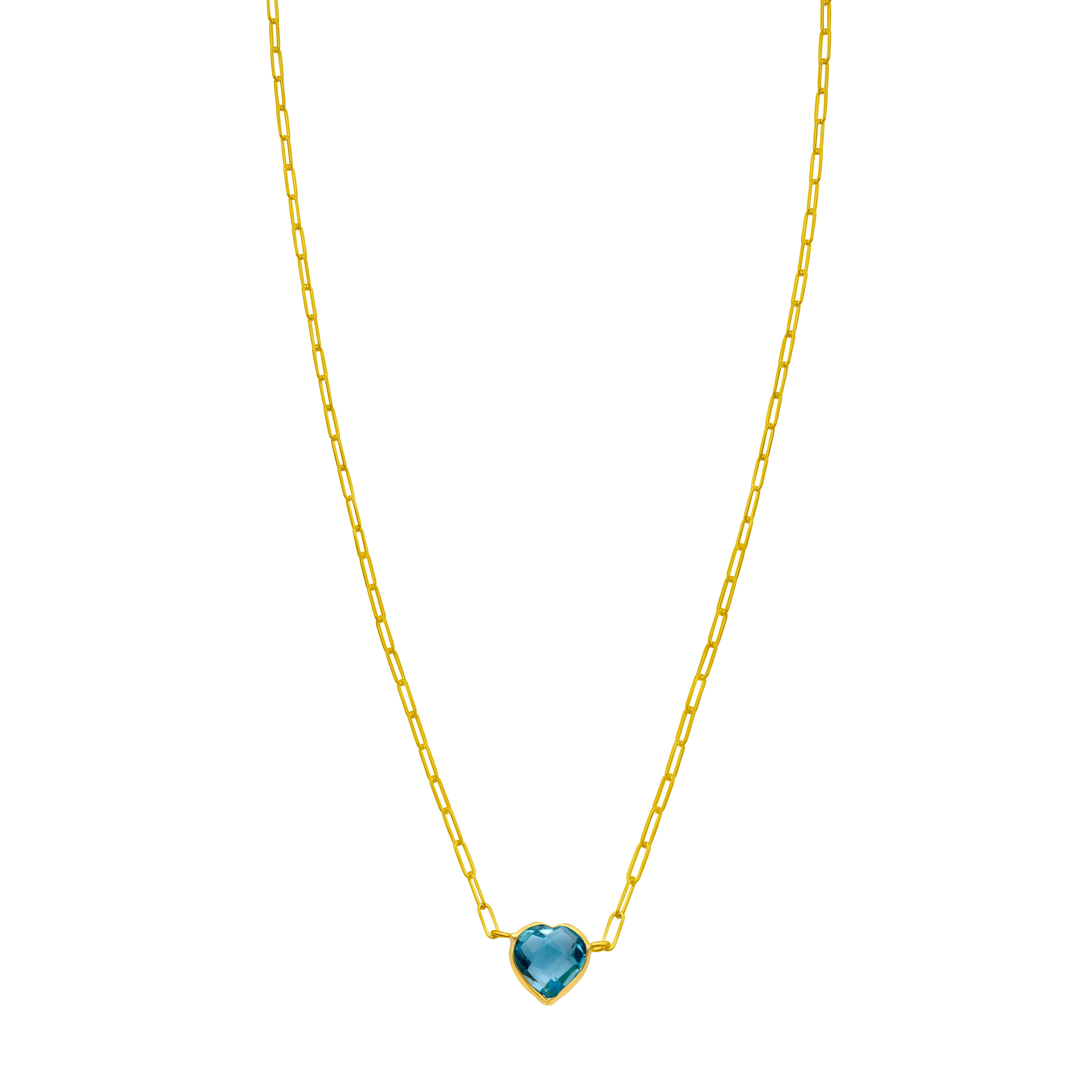 14K Blue Topaz Heart Necklace