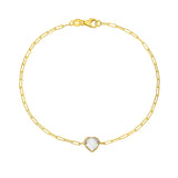 14K White Topaz Heart Bracelet