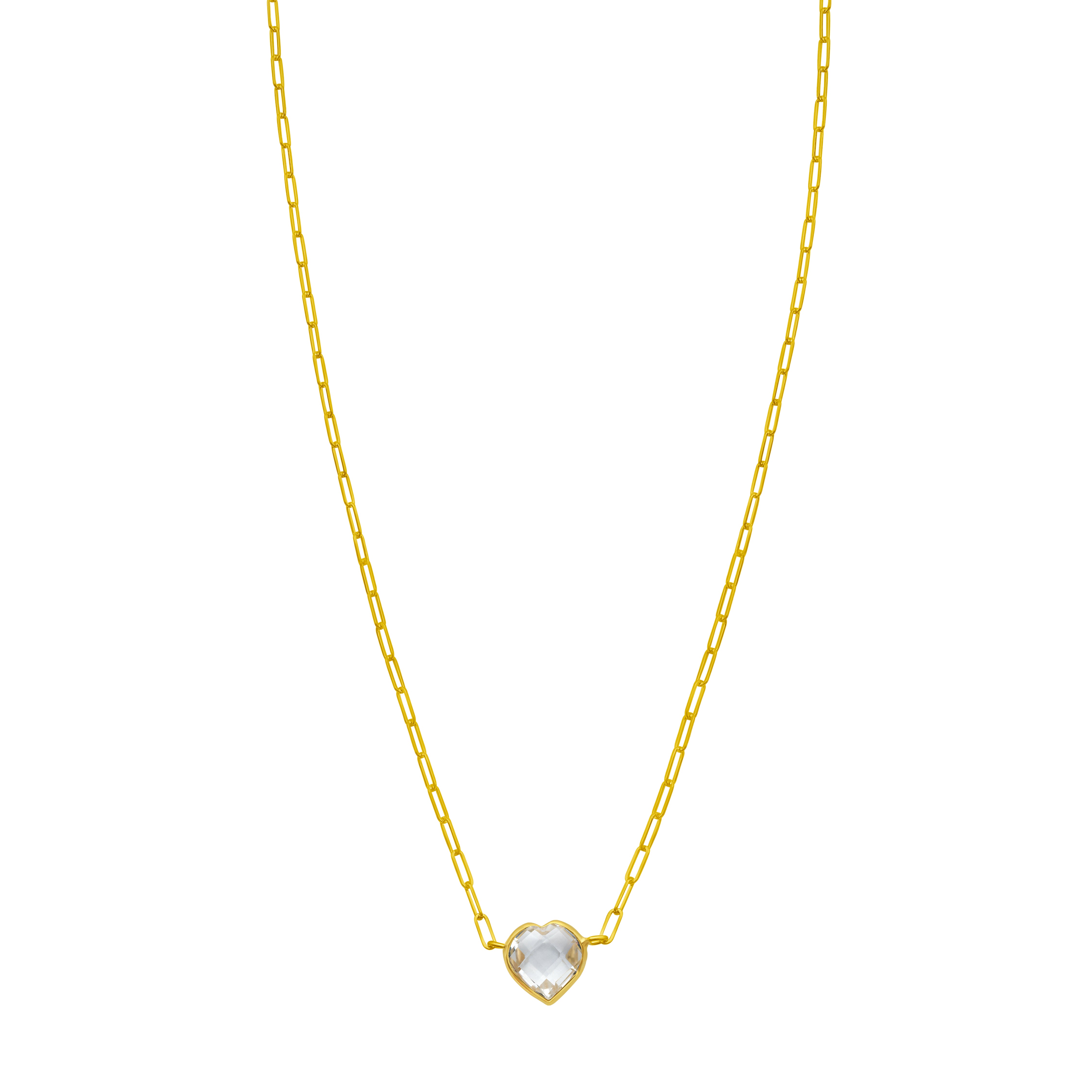 14K White Topaz Heart Necklace