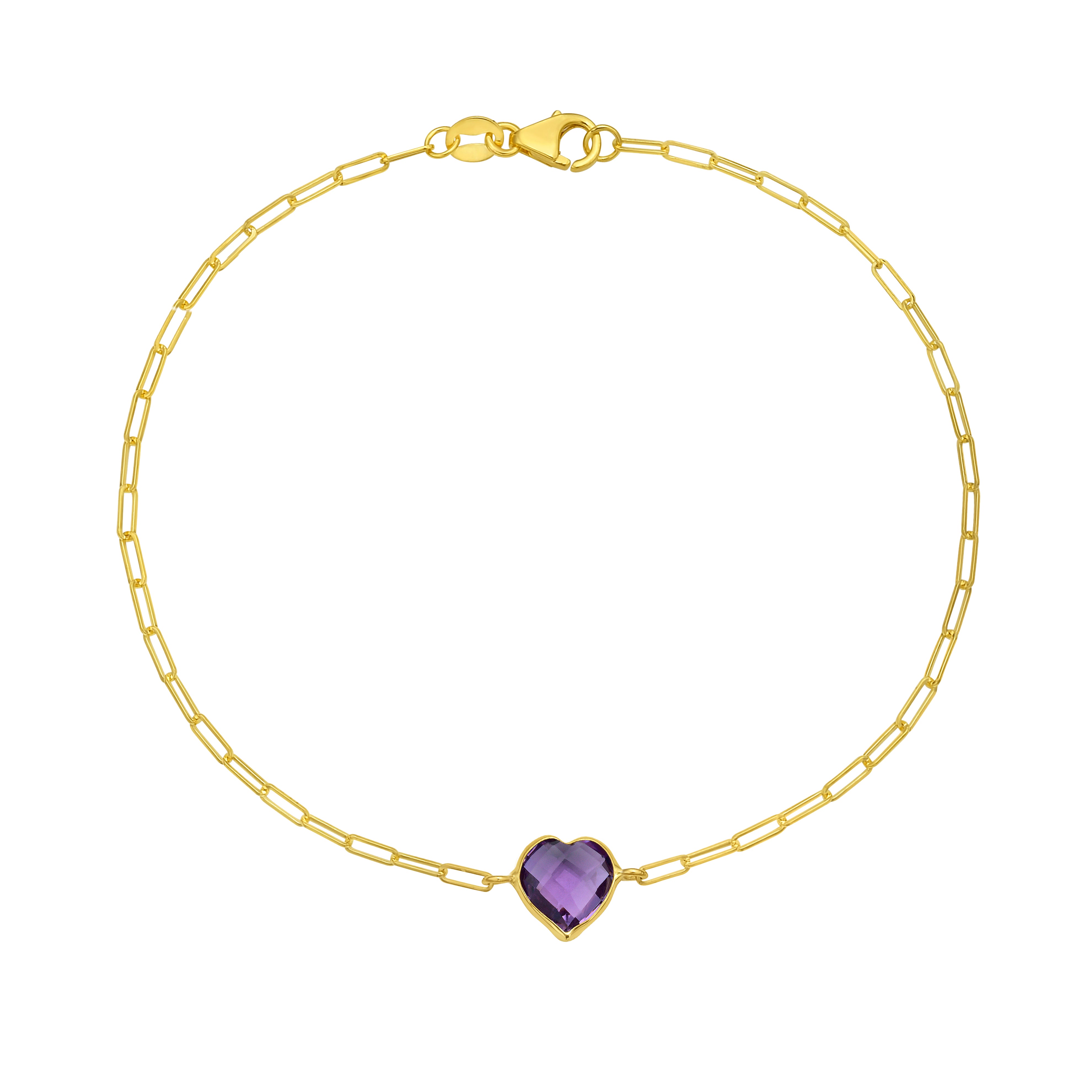 14K Amethyst Heart Bracelet