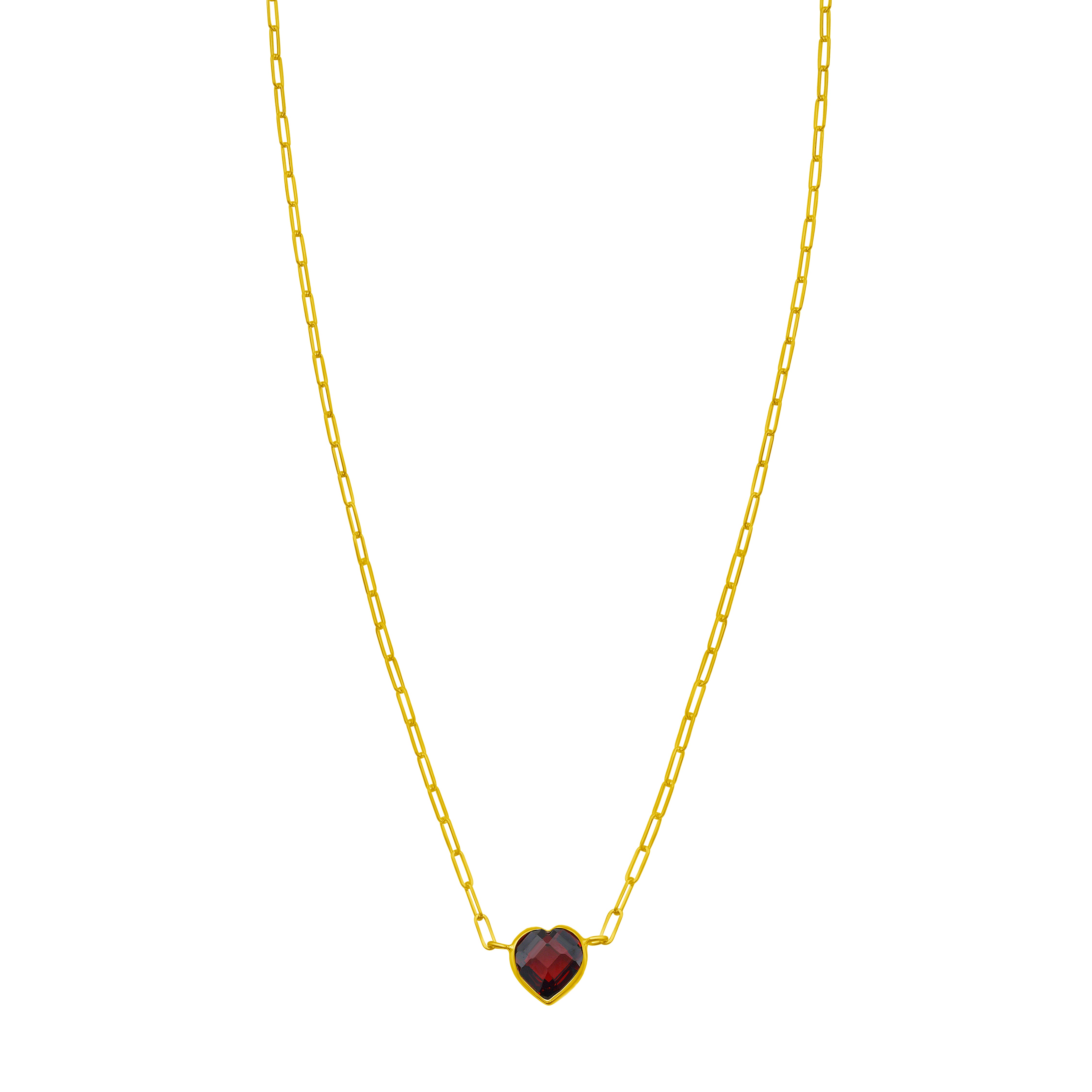 14K Garnet Heart Necklace