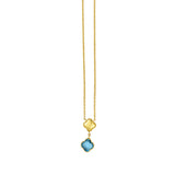 14K Swiss Blue Topaz Clover Gem Necklace