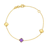 14K Amethyst Clover Gem Bracelet