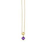 14K Amethyst Clover Gem Necklace