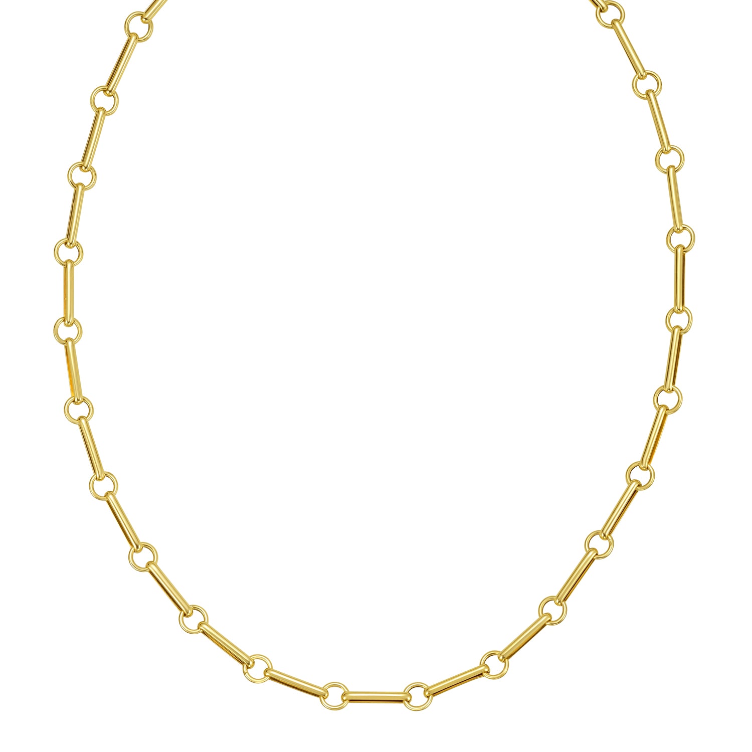 14K Long Bar Link Necklace