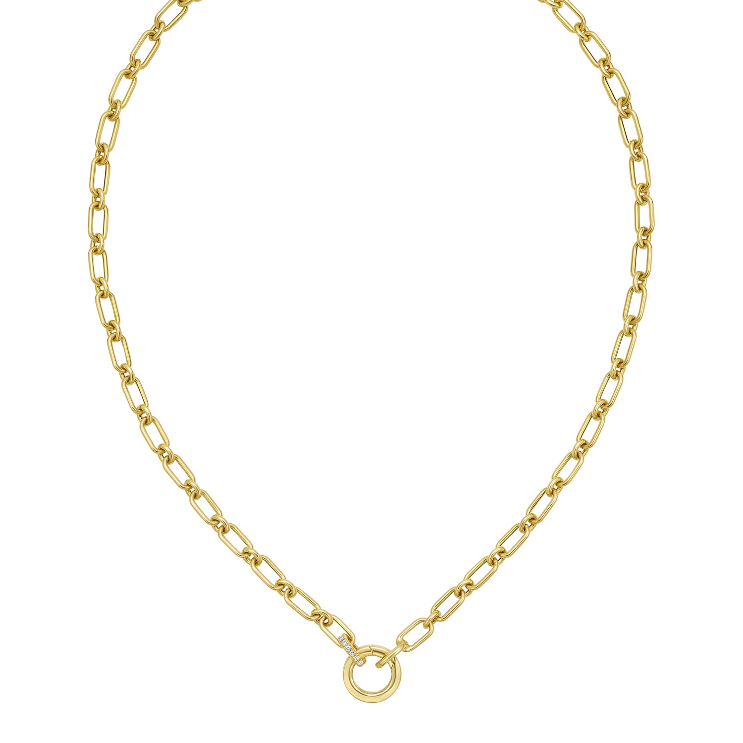 14K Diamond Charm Link Necklace