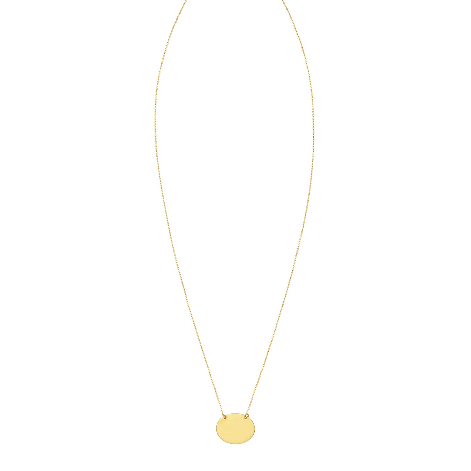14K Mirror Oval Necklace