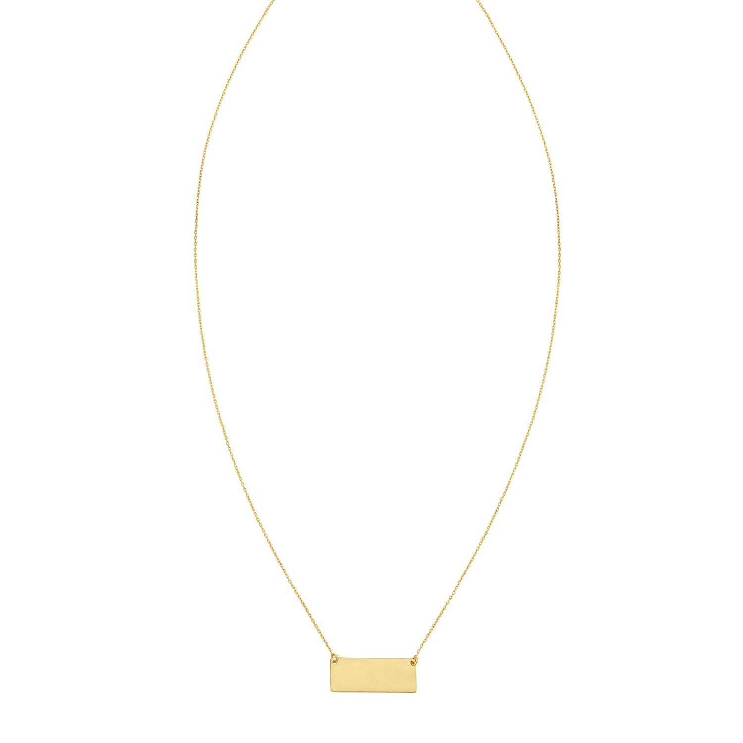 14K Mirror Rectangle Bar Necklace