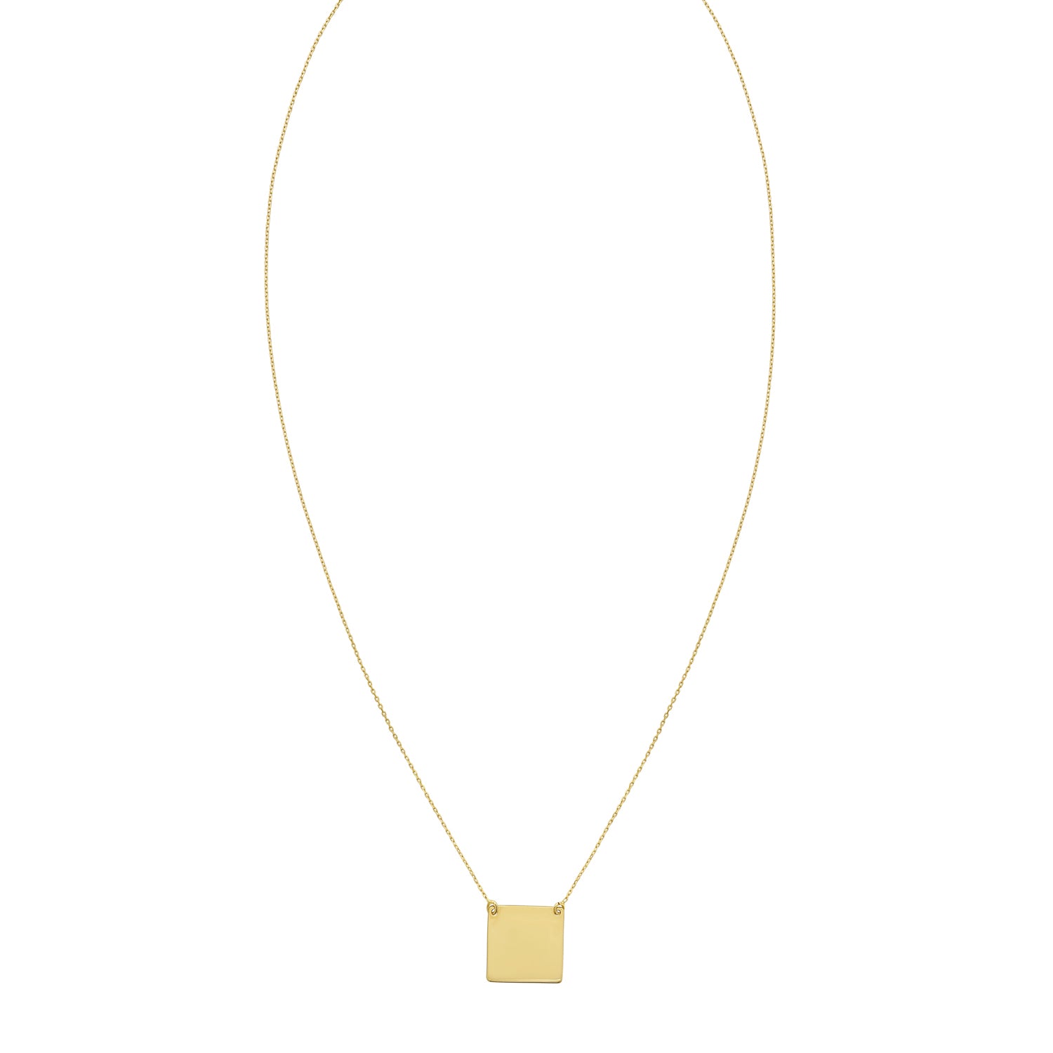 14K Mirror Square Bar Necklace