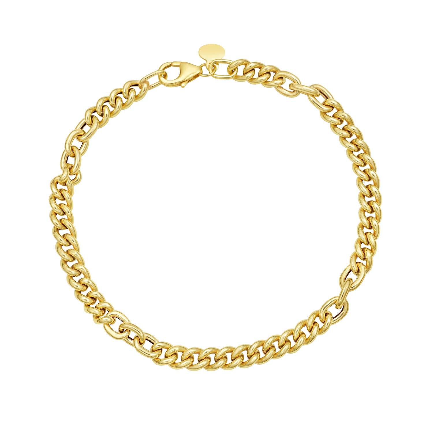 14K Small Paperclip & Curb Link Bracelet