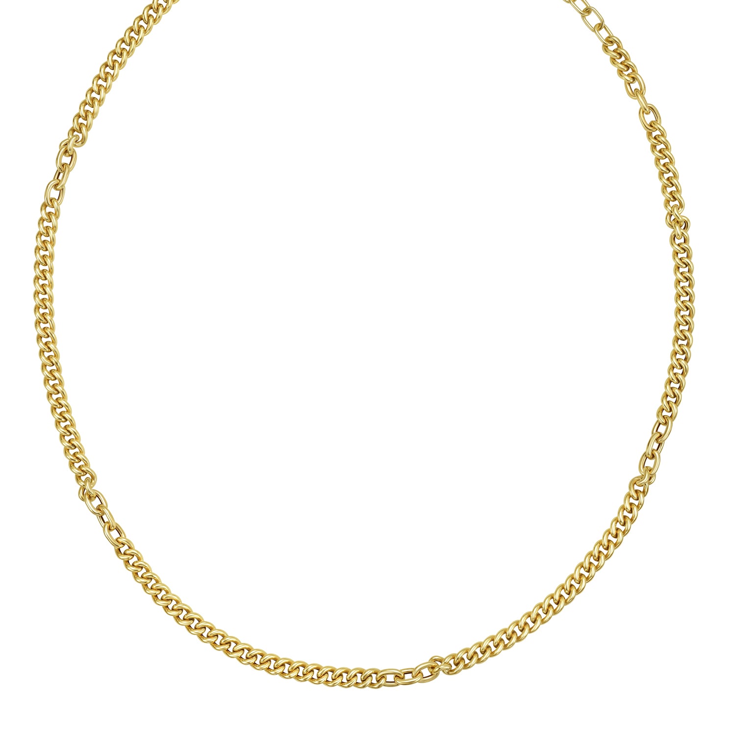 14K Small Paperclip & Curb Link Necklace