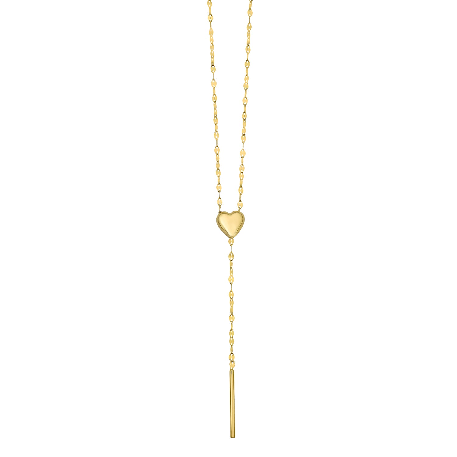 14K Adjustable Heart Lariat Necklace