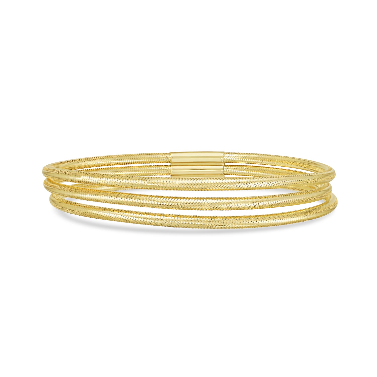 14K Triple Row Stretch Mesh Bracelet