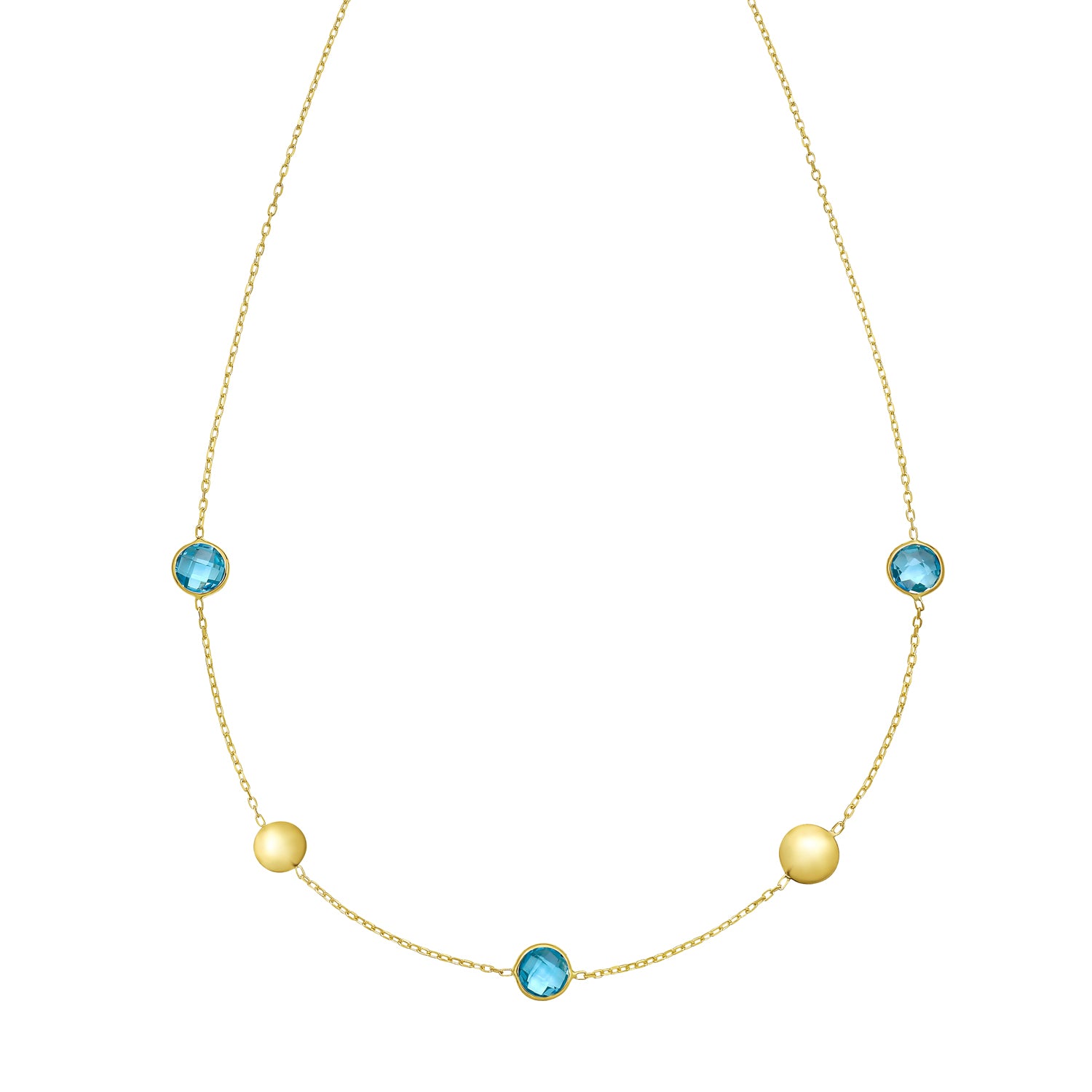 14K Blue Topaz Pebble Necklace