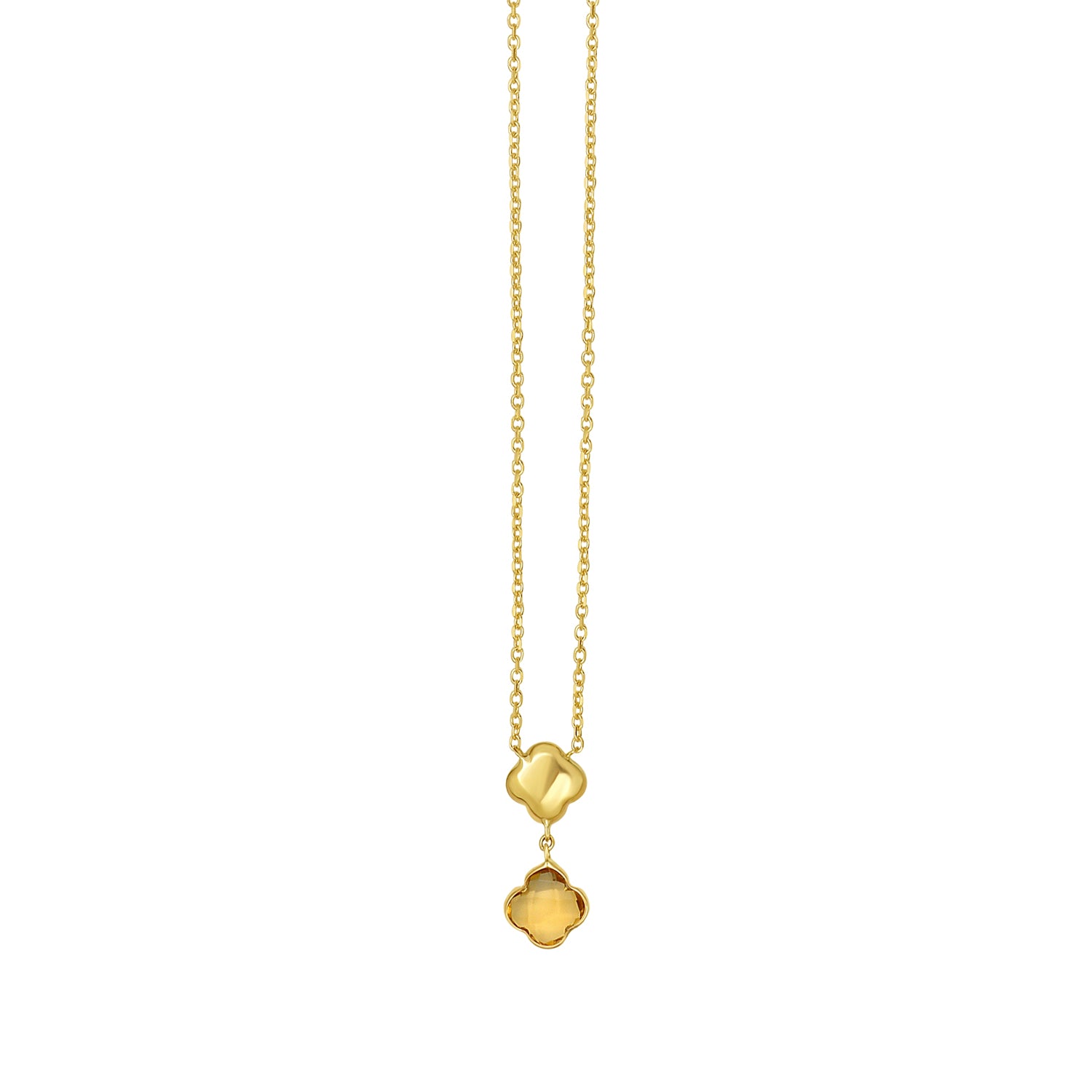 14K Citrine Clover Gem Necklace