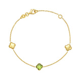14K Peridot Clover Gem Bracelet