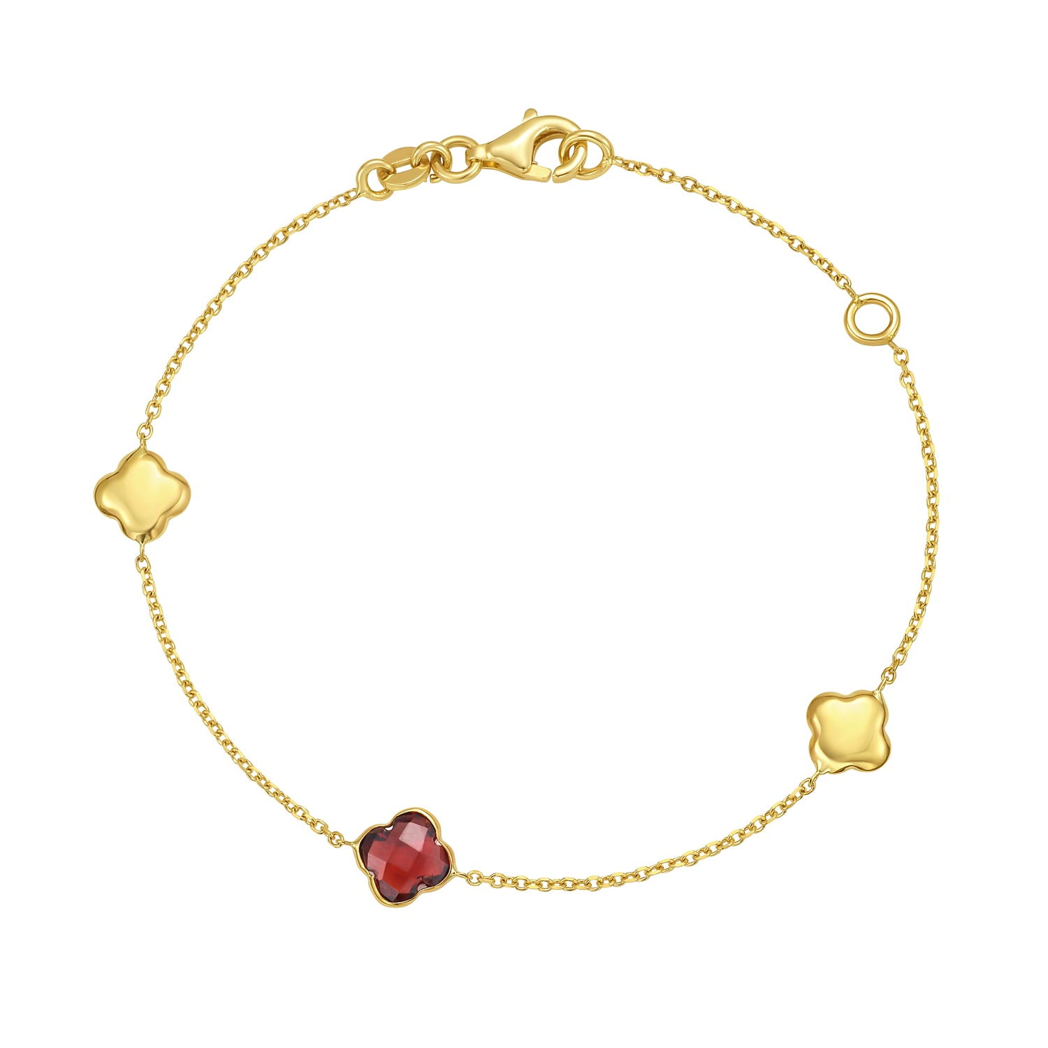 14K Garnet Clover Gem Bracelet