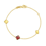 14K Garnet Clover Gem Bracelet