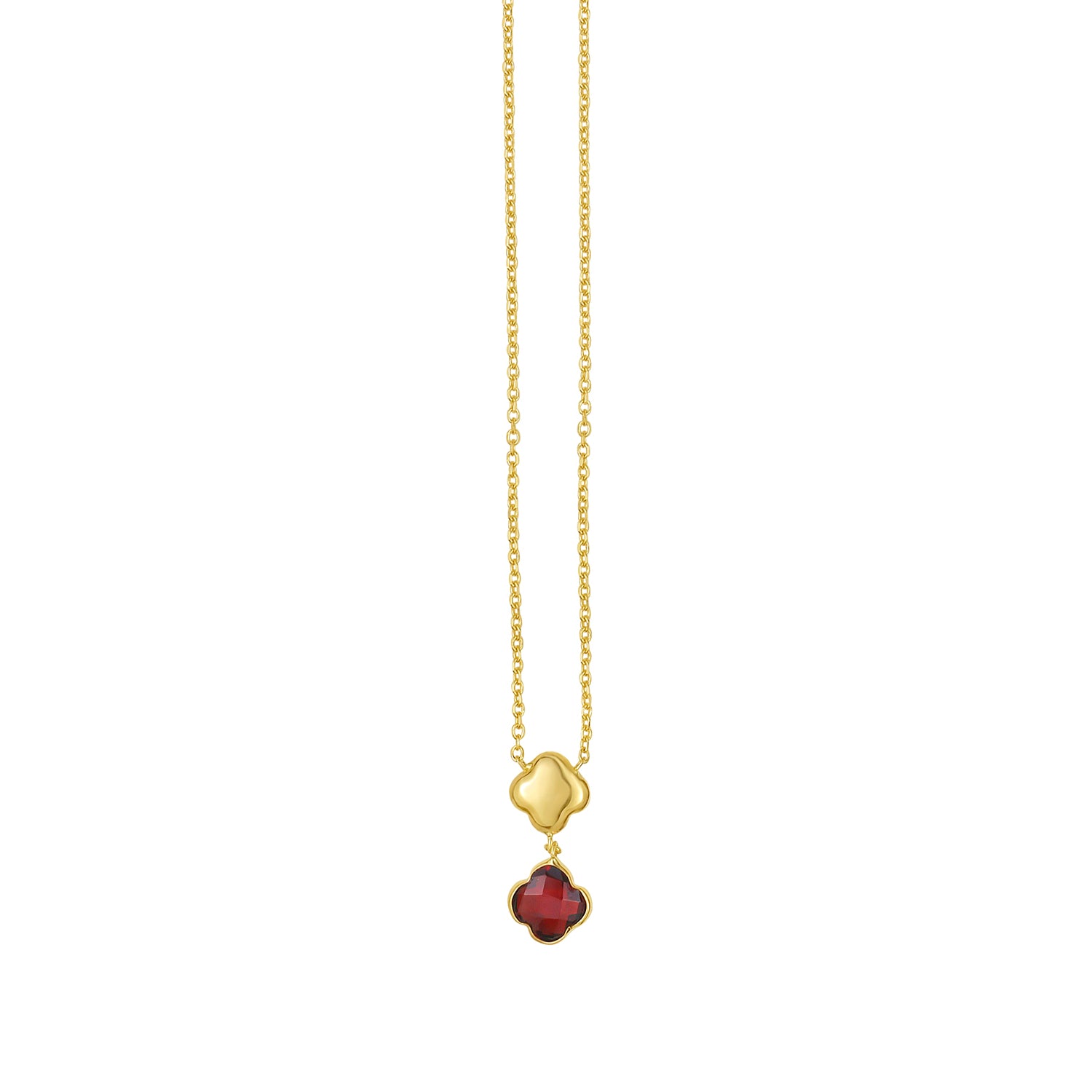 14K Garnet Clover Gem Necklace