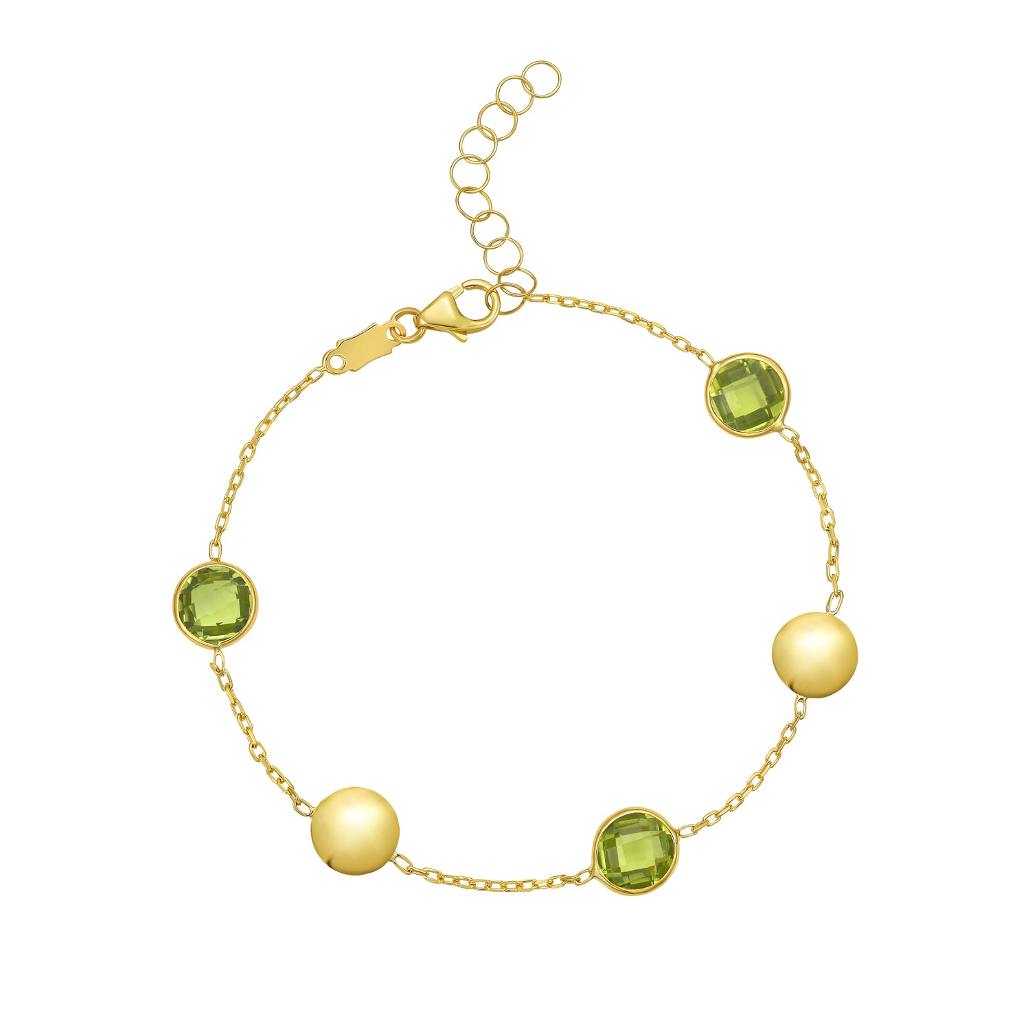 14K Peridot Pebble Bracelet