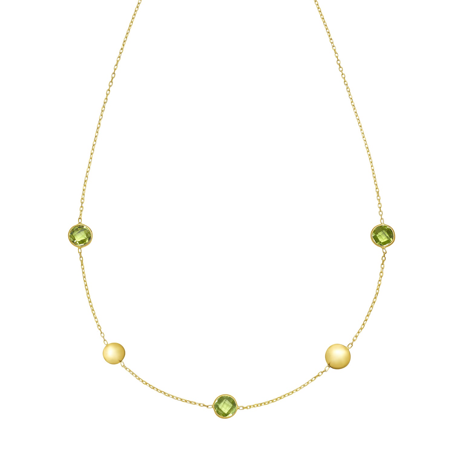 14K Peridot Pebble Necklace