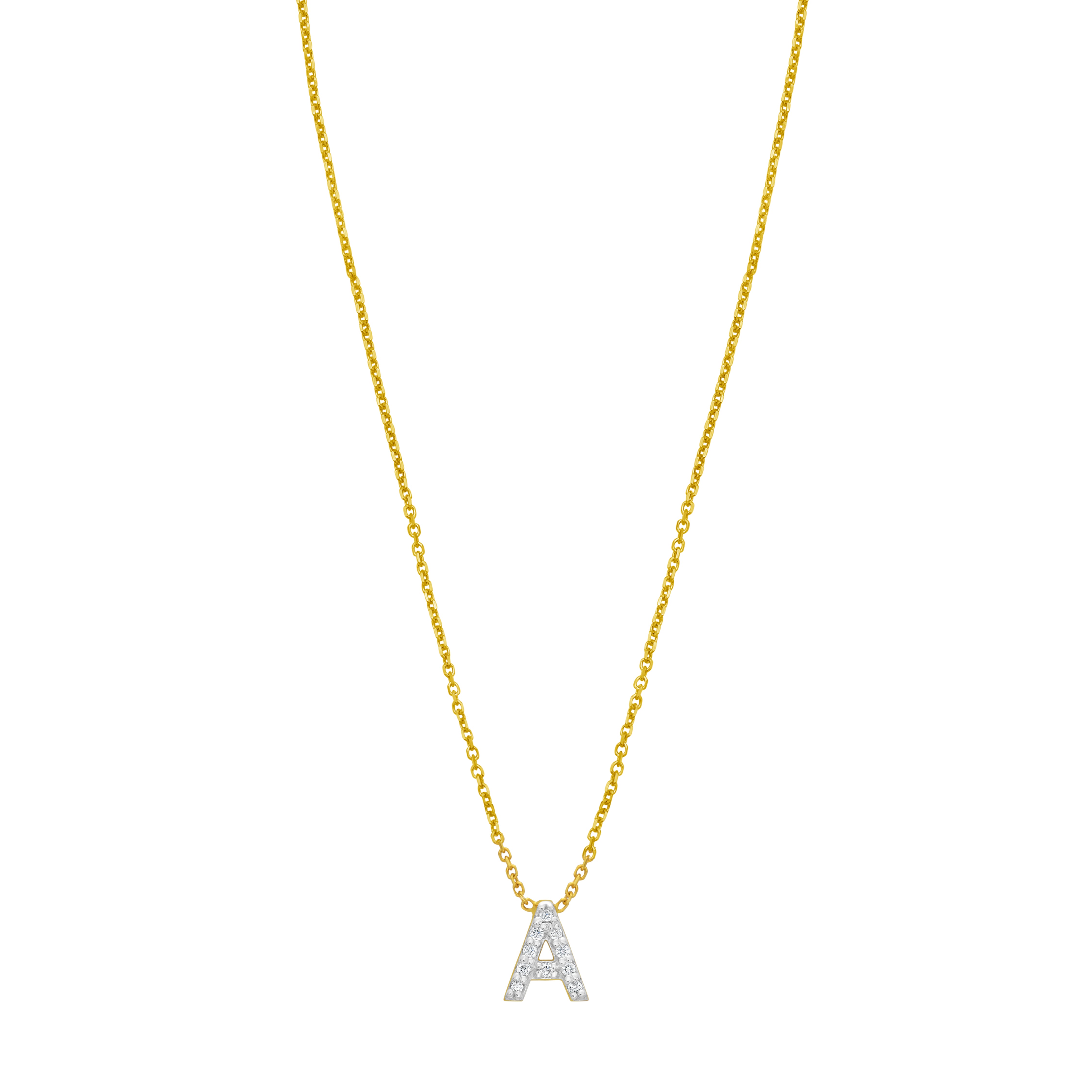 14K Mini Diamond A Initial