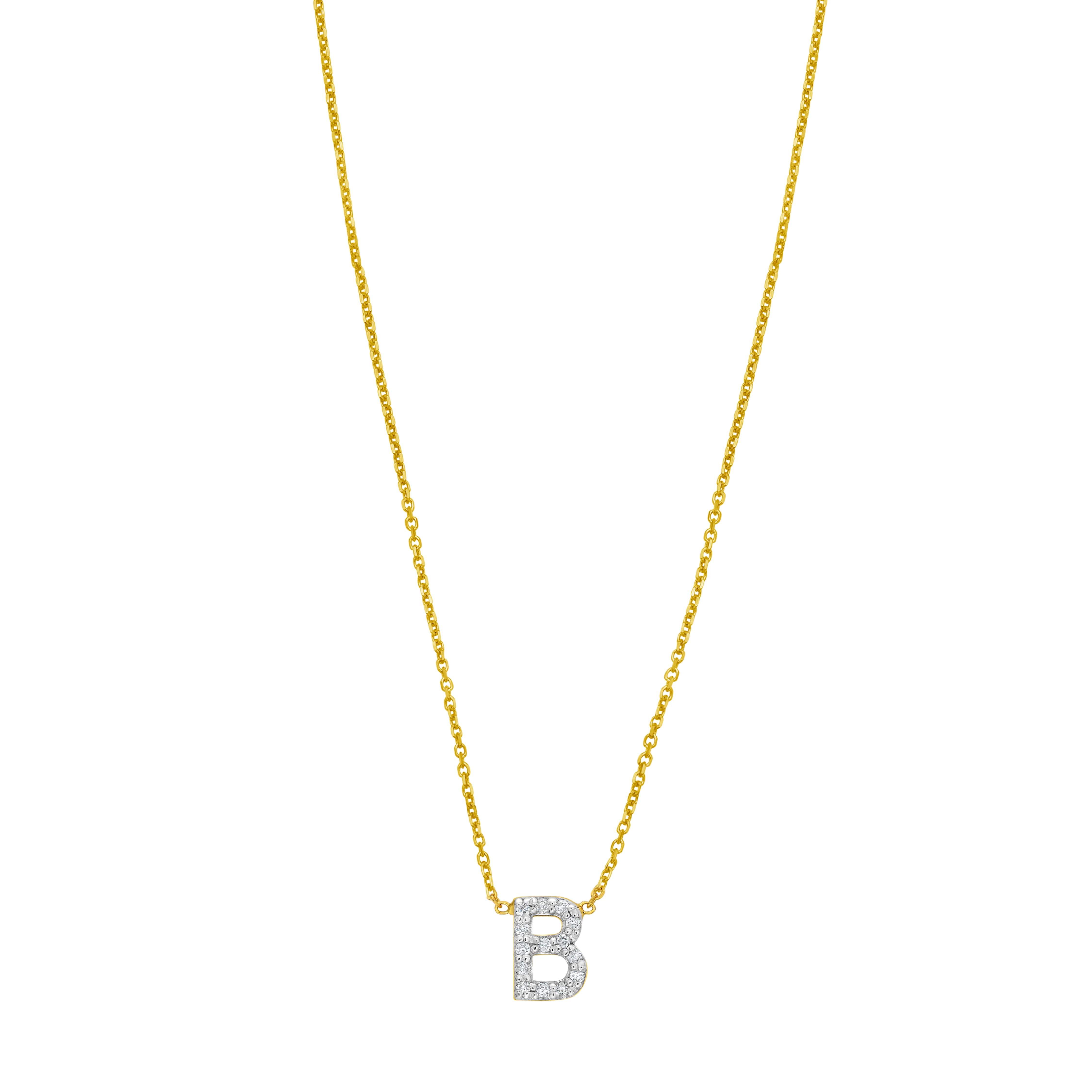 14K Mini Diamond B Initial